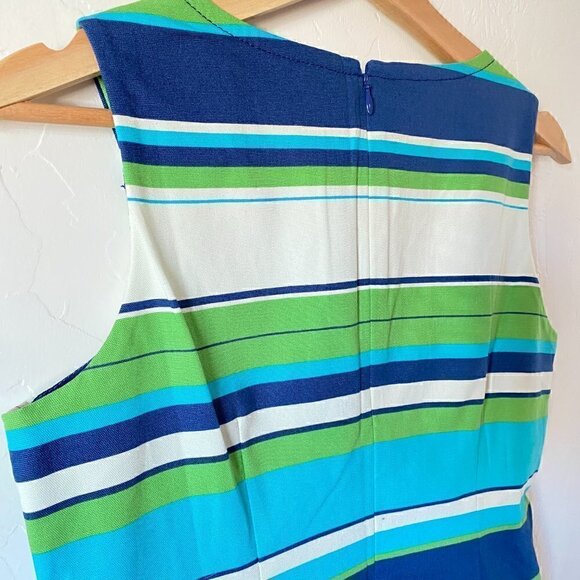 TALBOTS Dress Striped Sleeveless Size 6P - Blue - Green - White - Picture 8 of 8